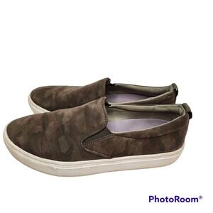 Dr‎ Scholls Camo Green Slip On Loafer Shoe Womens Size 7 Sneaker